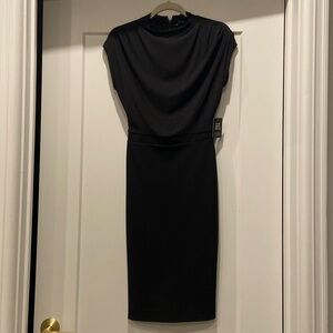 Black express draped midi pencil dress xs NWT